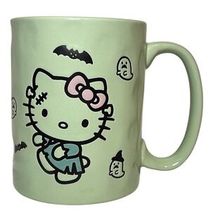 HELLO KITTY Halloween Green Frankenstein Bats Ghosts Double Sided‎ Mug New